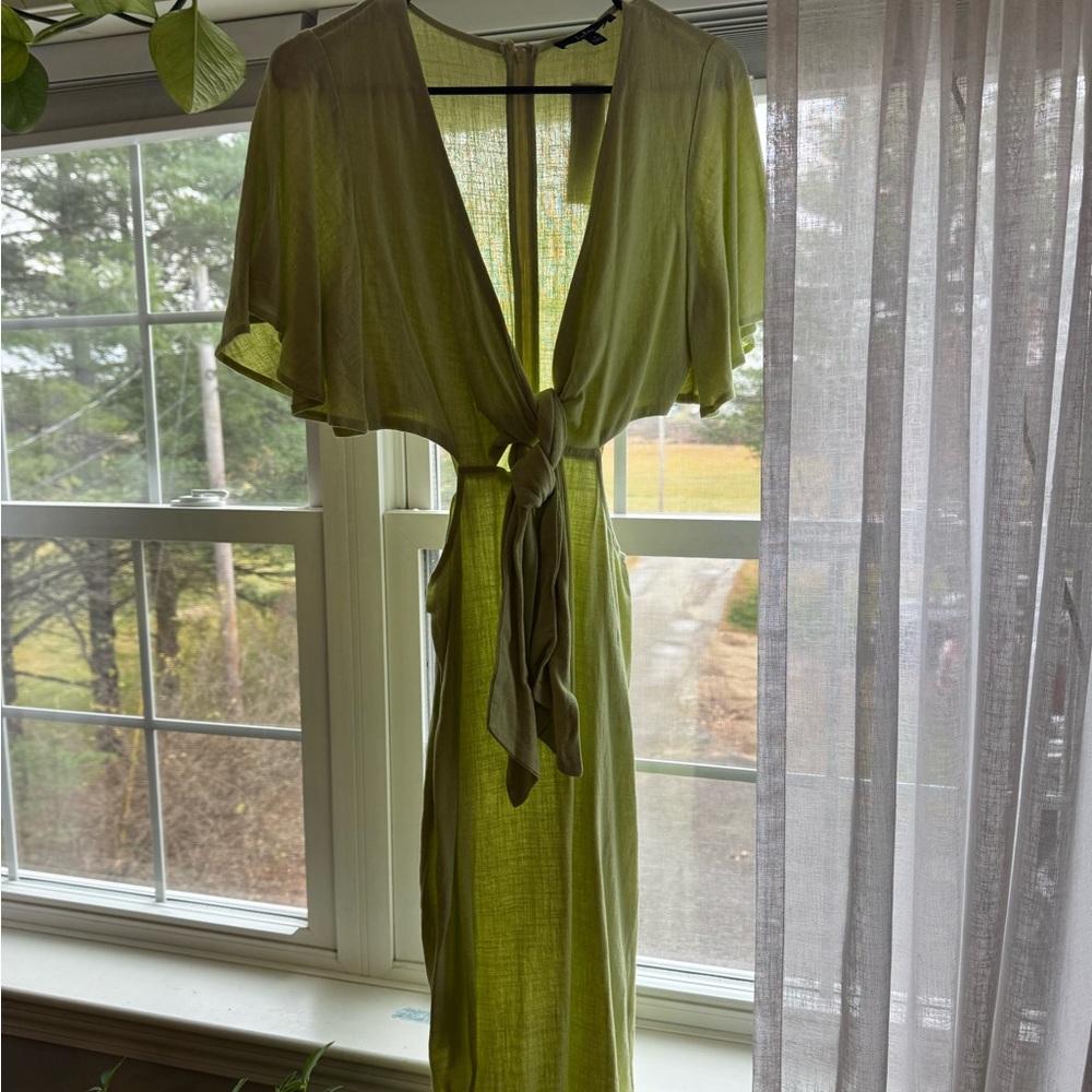 Lulus Lime Green Tie-Front Dress